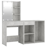 LED Dressing Table with Cabinet Concrete Grey Engineered Wood 3082021