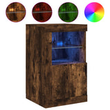Side Cabinets with LED Lights 2 pcs Smoked Oak Engineered Wood 836639
