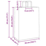 Paper Bags 250 pcs with Handles White 26x12x35 cm 4101842