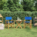 Folding Director's Chairs 2 pcs Blue Solid Wood Teak 4008514