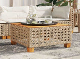 Garden Table Beige 55x55x36 cm Poly Rattan Acacia Wood 365931