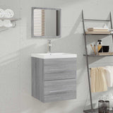Bathroom Cabinet with Mirror Grey Sonoma 41x38.5x48 cm Engineered Wood 820470