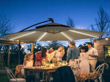 3 Cantilever Banana Parasol Hanging Umbrella with Double Roof, LED Solar lights, Crank, 8 Sturdy T3398P315451