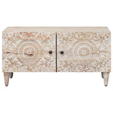 Coffee Table White 80 x 50 x 40 cm Solid Mango Wood 4018373