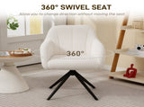 360 Degree Swivel Accent Chair, Teddy Fleece Fabric Armchair, Upholstered Tufted Vanity Chair with T3398P377852