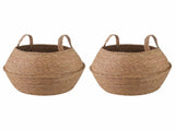 Plant Pot with Handles 2 pcs Natural 45 x 36 cm 100% Seagrass 42012259
