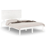 Bed Frame White Solid pinewood Double Durable Bed Frame 3104804