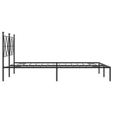 Metal Bed Frame without Mattress with Headboard Black 140x190cm 376502