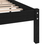 810041 Bed Frame without Mattress Black Solid Wood 200x200 cm