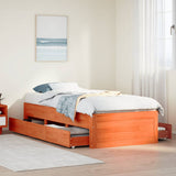 Bed Frame without Mattress with Drawers Wax Brown 75x190 cm Small Single Solid Wood Pine 3308830