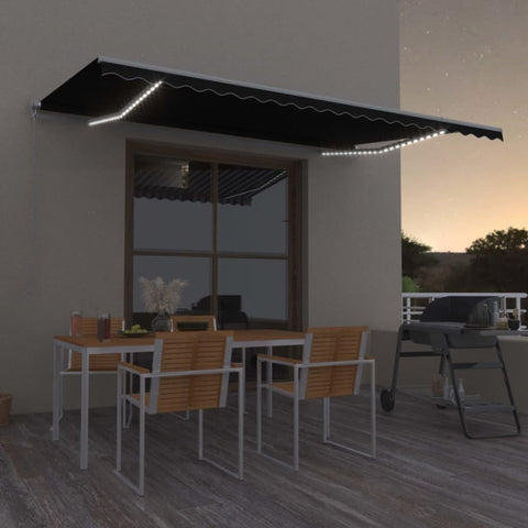 ZNTS Manual Retractable Awning with LED 500x350 cm Anthracite 3069024