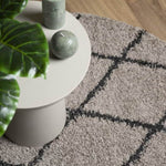 ZNTS Shaggy Rug PAMPLONA High Pile Modern Beige and Anthracite Ø 200 cm 375401