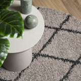 ZNTS Shaggy Rug PAMPLONA High Pile Modern Beige and Anthracite Ø 200 cm 375401