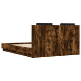 Bed Frame with LED without Mattress Smoked Oak 140x200 cm 3210014