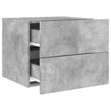 Wall-mounted Bedside Cabinet with LED Lights Concrete Gery 836818