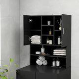 ZNTS Washing Machine Cabinet Black 3082009