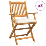 Folding Chair 8 pcs White 49 x 57.5 x 92cm Solid Acacia wood 3329131