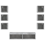 8 Piece TV Wall Units with LED Concrete Grey Engineered Wood 3216636
