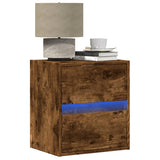 ZNTS Wall-mounted Bedside Cabinets with LED Lights 2 pcs Smoked Oak 3307970