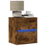 Wall-mounted Bedside Cabinets with LED Lights 2 pcs Smoked Oak 3307970