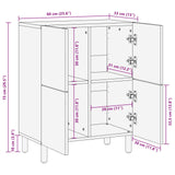 Sideboard White Wash Finish 60 x 33 x 75 cm Solid Mango Wood 4017890