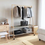 ZNTS Clothes Rack with Shelves and Wheels 132x45.5x155.5 cm Bamboo 4008913