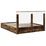 Storage Bed with Drawer Smoked Oak 160 x 200 cm Engineered Wood 3411191