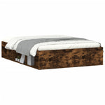 ZNTS Bed Frame without Mattress Smoked Oak 135x190 cm Double Double 3203912