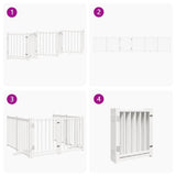 Dog Gate with Door Foldable 6 Panels White 300 cm Solid Wood Fir 352277