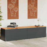 Garden Storage Box Black 220x50x54 cm Poly Rattan Acacia Wood 365958