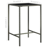 Garden Bar Table Grey 70x70x110 cm Poly Rattan and Glass 313459