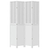 Room Divider 4 Panels White Solid Wood Paulownia 358724