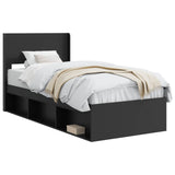 Bed Frame with Storage and Headboard Black 90 x 190 cm 3414260