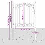 Fence Gate with Lock Grey 150 x 100 cm Powder-coated steel 42008974
