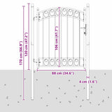 Fence Gate with Lock Grey 150 x 100 cm Powder-coated steel 42008974