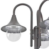 Garden Post Light E27 220 cm Aluminium 3-Lantern Bronze 44207