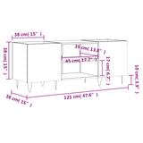 Record Cabinet White 121x38x48 cm Engineered Wood 831676