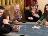 8 Player Folding Poker Table, with Cup Holders, Cushioning Edge, Brown and Blue T3398P377382