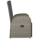 Reclining Garden Chair with Cushions Grey Poly Rattan 319540