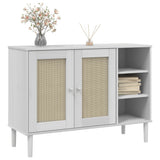 Sideboard SENJA Rattan Look White 112x40x80cm Solid Wood Pine 358029