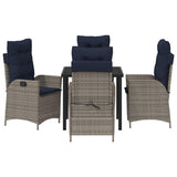Garden Dining Set with Cushion 5 pcs Grey and Black Rattan 3380576