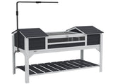 Wooden Tortoise Enclosure w/ Adjustable Lamp Holder, Openable Lid, Dual Main Houses, Storage Shelf, T3398P350005