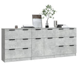 3 Piece Sideboards Concrete Grey Engineered Wood 3115799