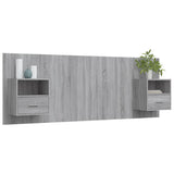 Bed Headboard with Cabinets Grey Sonoma Engineered Wood 3115698