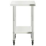 Kitchen Work Table with Wheels 82.5x55x85 cm Stainless Steel 376463