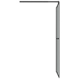 Walk-in Shower Wall with Shelf Black 90x195 cm ESG Glass&Aluminium 3185465