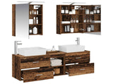 Bathroom Furniture Set 5 pcs Old Wood Engineered Wood and Glass 3406837