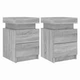 Bedside Cabinets with LED Lights 2 pcs Grey Sonoma 35x39x55 cm 836760