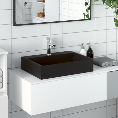 Wash Basin 50x38x11 cm Mineral Cast/Marble Cast Matt Black 155979