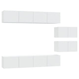 4 Piece TV Cabinet Set White Engineered Wood 3114598